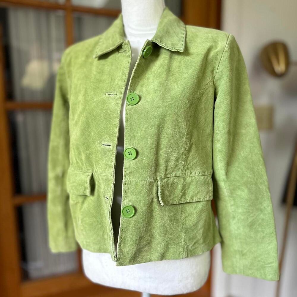 Y2k green suede jacket